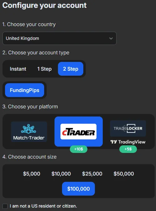 Selecting an account