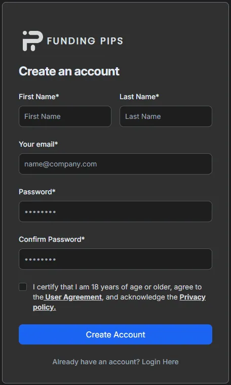 Registration form